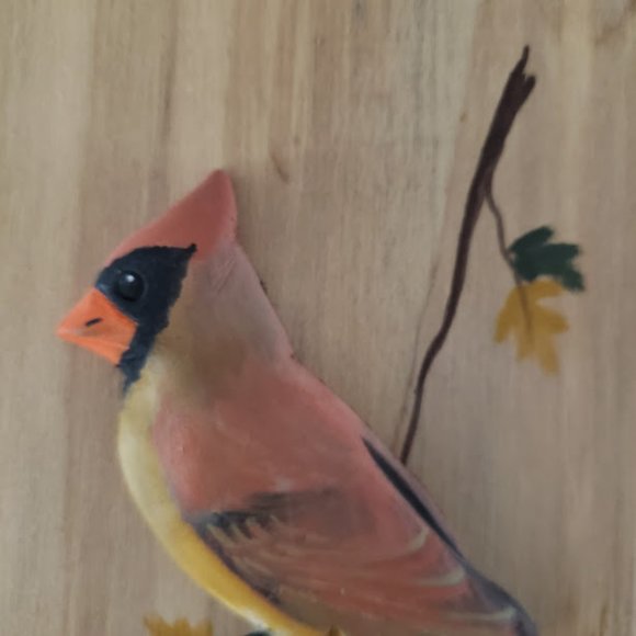 Jonathan Jones Wood Carvings Hand Carved Cardinal Bird Male Female Pair 2pc Vtg - Picture 14 of 16